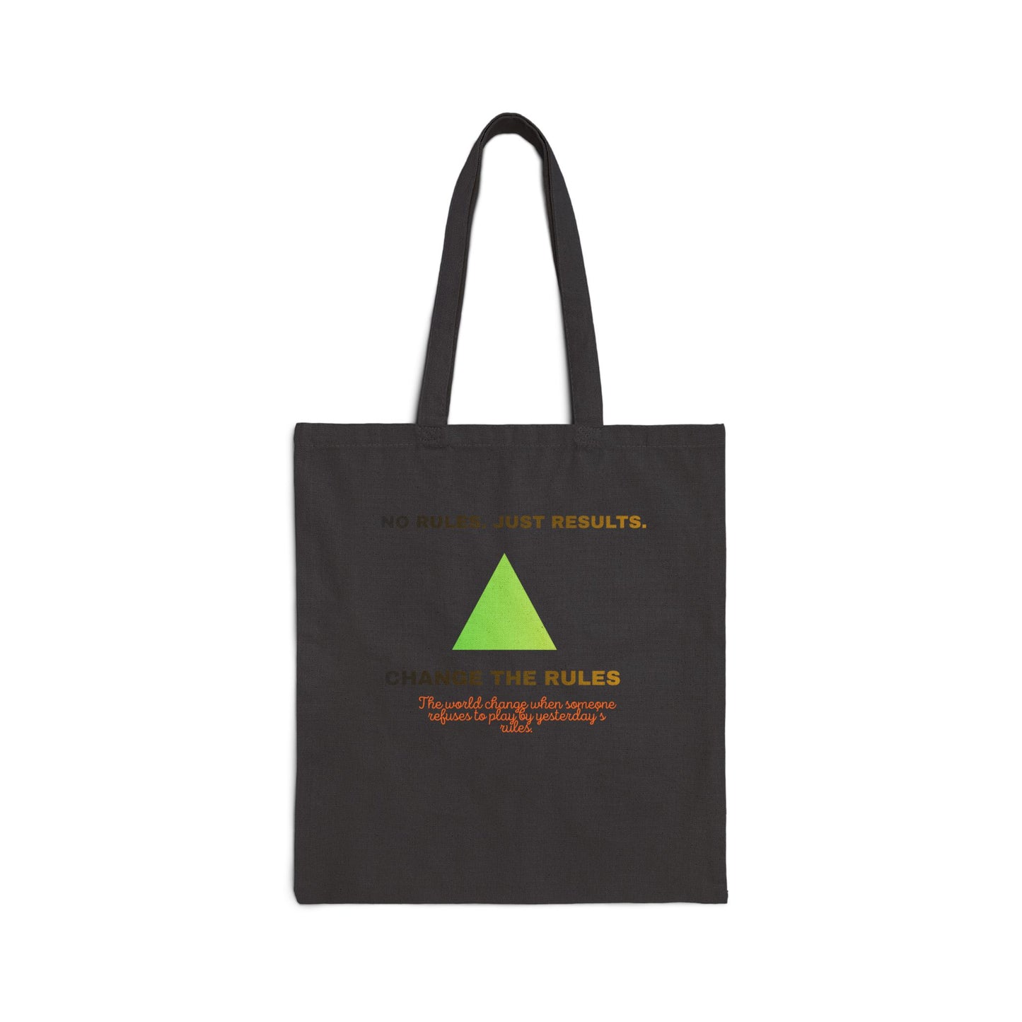Tote Bag — “No Rules, Just Results. Change the Rules” Motivational Canvas Tote
