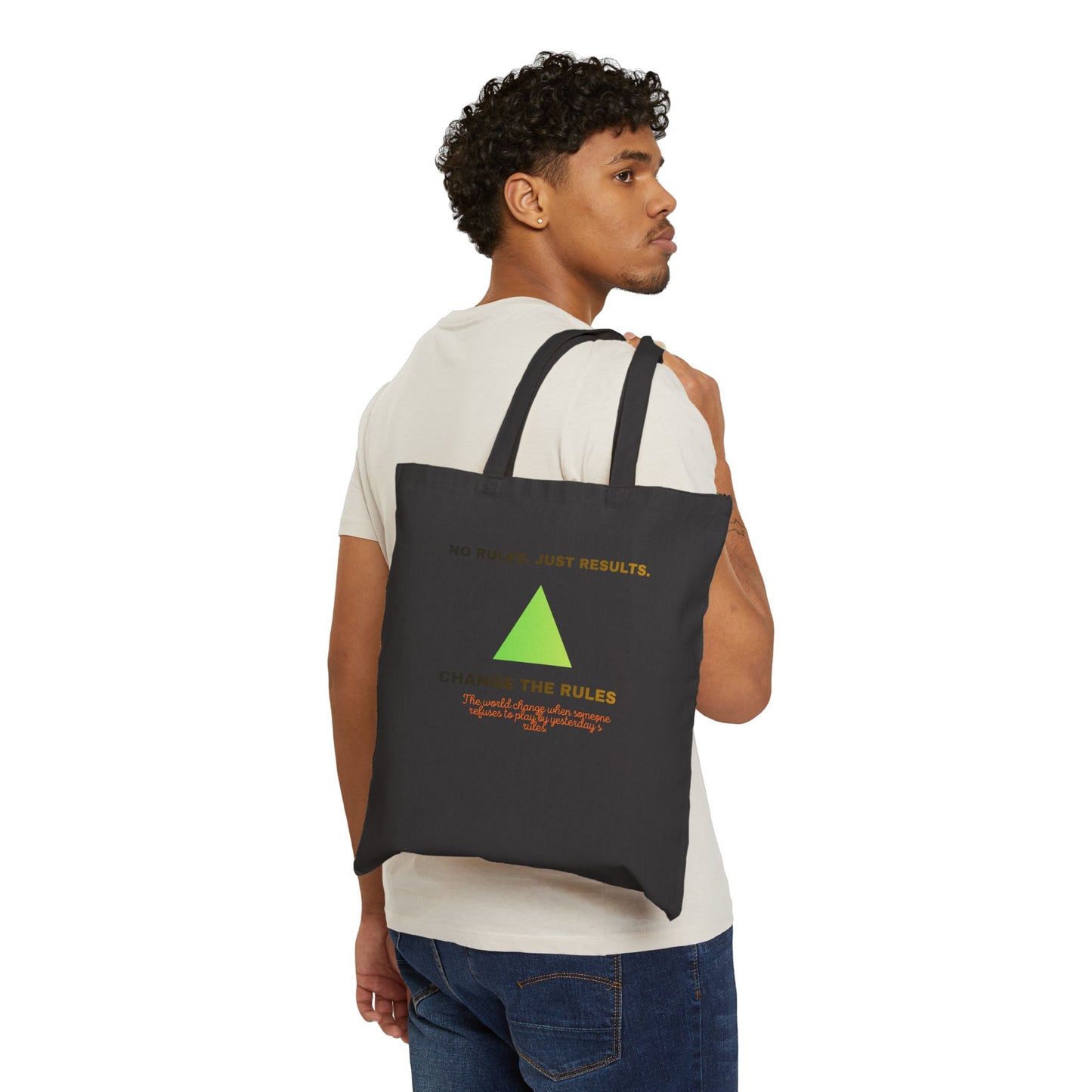Tote Bag — “No Rules, Just Results. Change the Rules” Motivational Canvas Tote