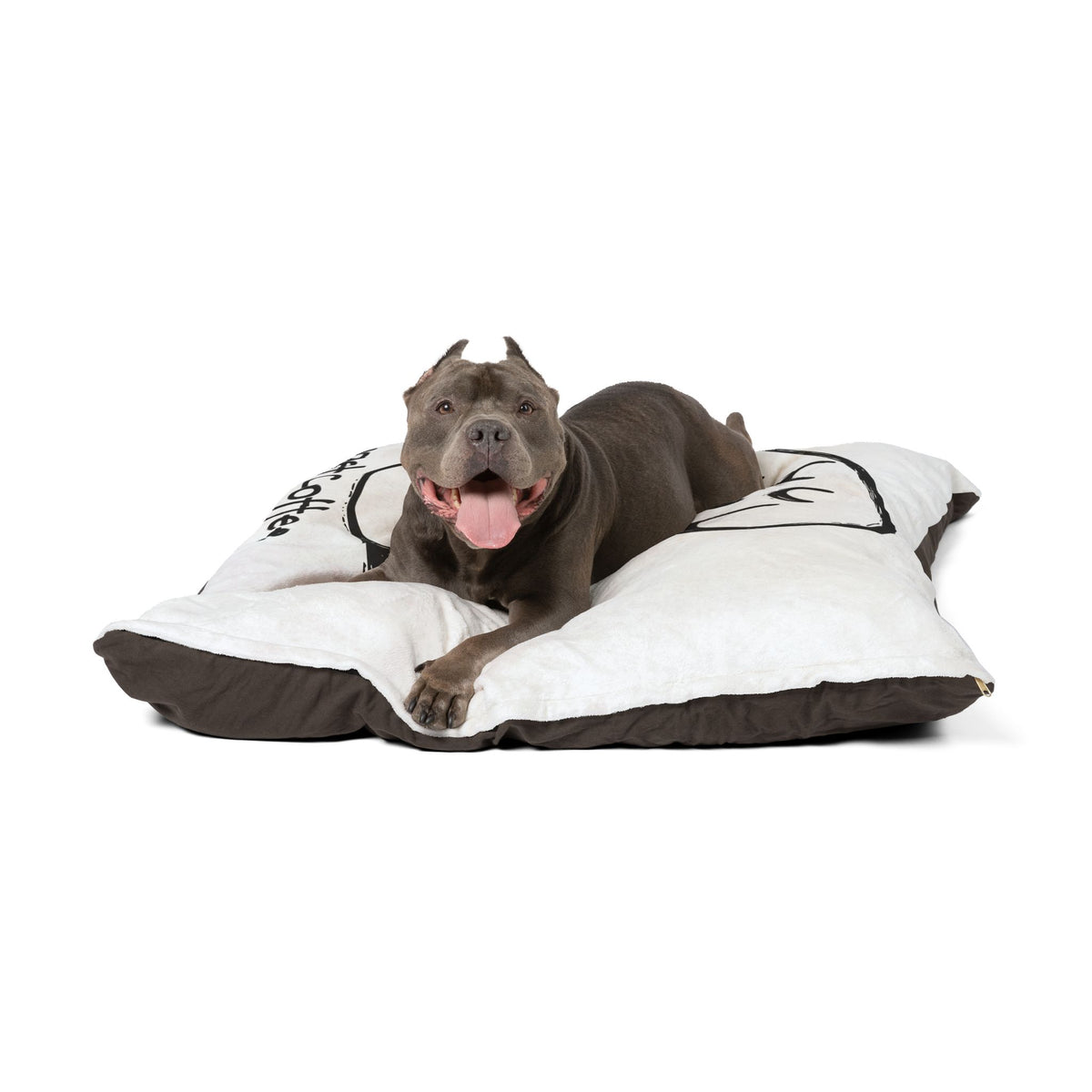 Cozy Dog Bed – Cute Coffee Illustration Plush Comfort