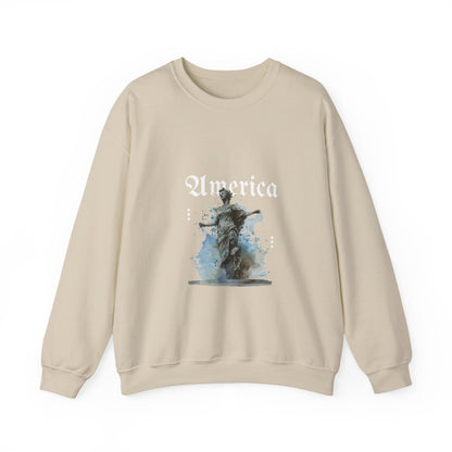Statue of Liberty Watercolor Crewneck Sweatshirt — Patriotic NYC Travel Sweatshirt