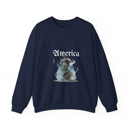 Statue of Liberty Watercolor Crewneck Sweatshirt — Patriotic NYC Travel Sweatshirt