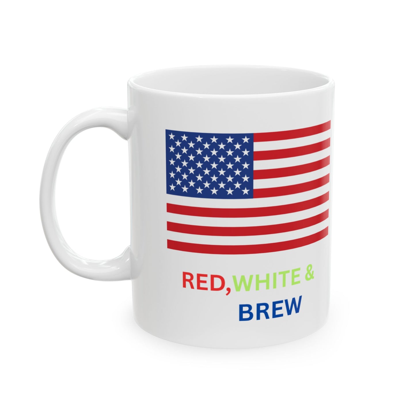 American Flag Ceramic Mug – Patriotic 'Strong & Free' Coffee Cup (11oz/15oz)
