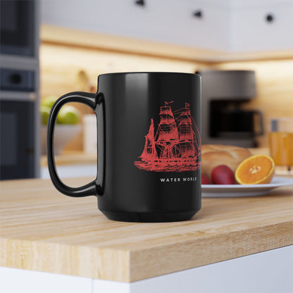 Black Nautical Sailing Ship Coffee Mug