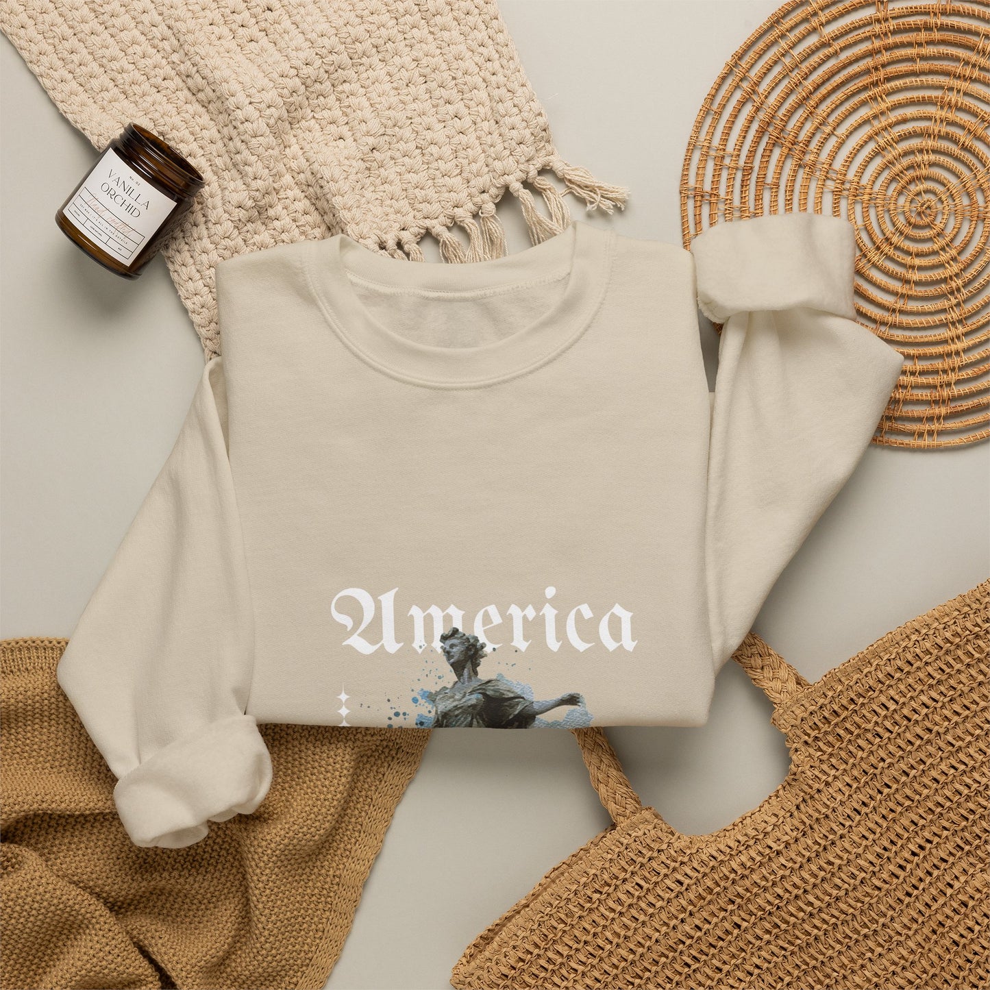 Statue of Liberty Watercolor Crewneck Sweatshirt — Patriotic NYC Travel Sweatshirt