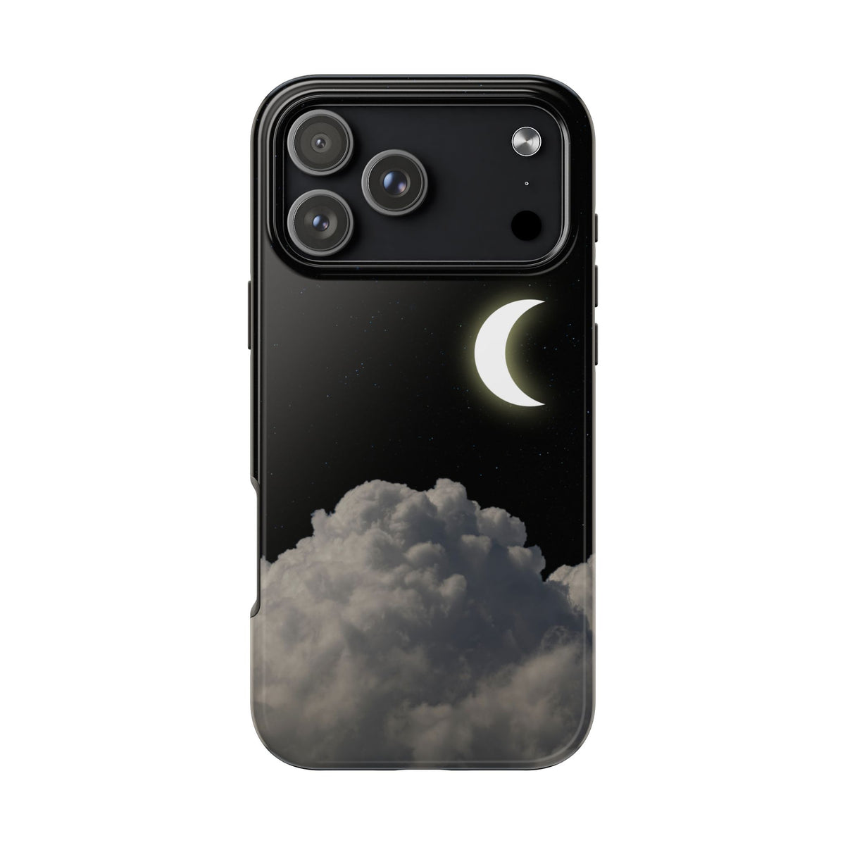 Crescent Moon Night Sky Phone Case – Shockproof Glossy Black