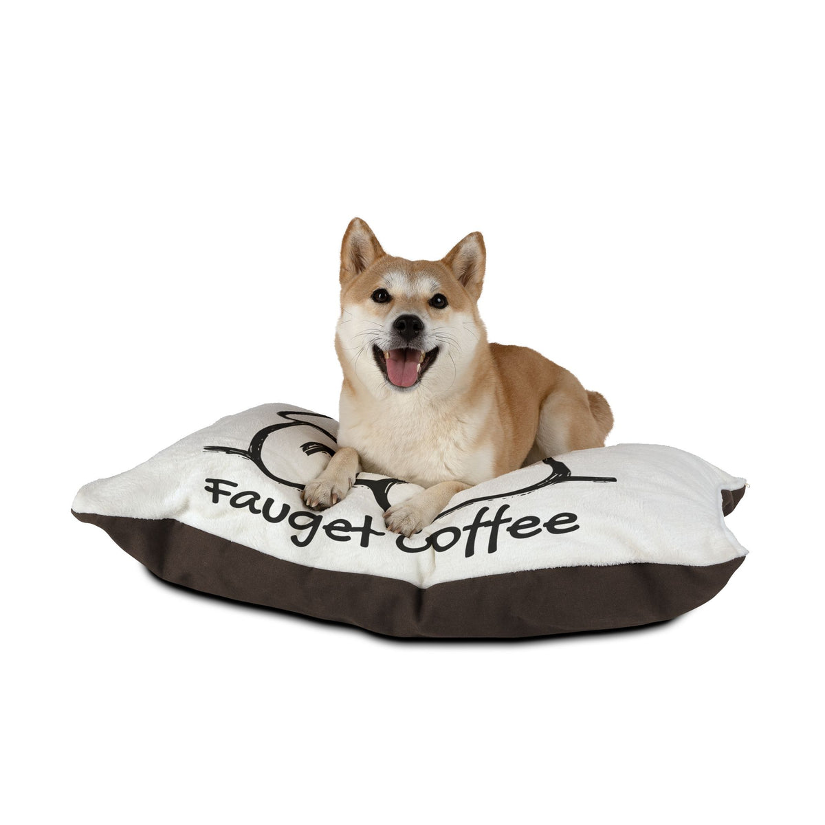 Cozy Dog Bed – Cute Coffee Illustration Plush Comfort