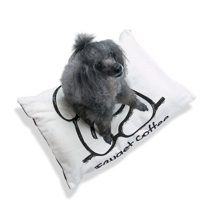 Cozy Dog Bed – Cute Coffee Illustration Plush Comfort