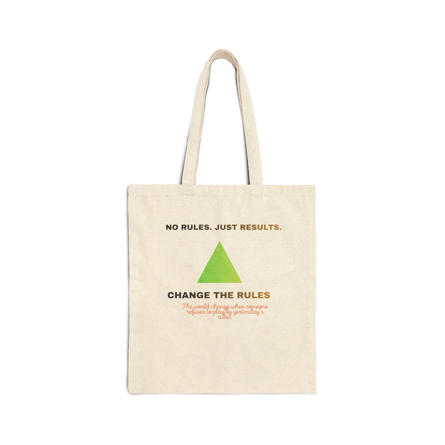 Tote Bag — “No Rules, Just Results. Change the Rules” Motivational Canvas Tote