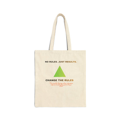 Tote Bag — “No Rules, Just Results. Change the Rules” Motivational Canvas Tote