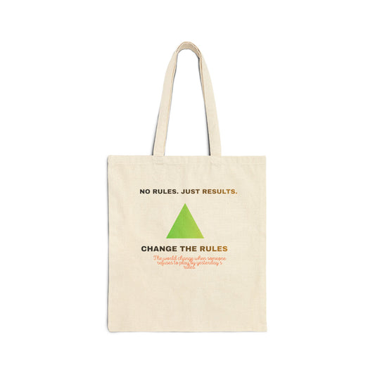 Tote Bag — “No Rules, Just Results. Change the Rules” Motivational Canvas Tote