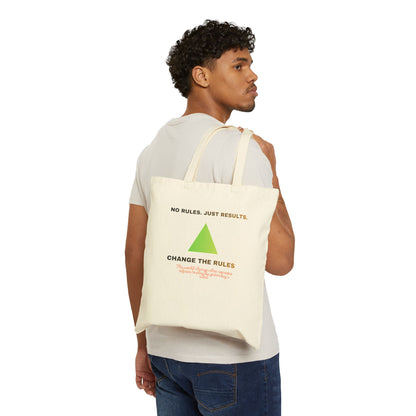 Tote Bag — “No Rules, Just Results. Change the Rules” Motivational Canvas Tote