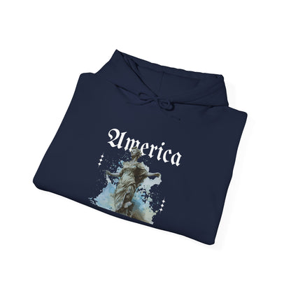 Statue of Liberty Watercolor Hoodie - Patriotic NYC Landmark Sweatshirt