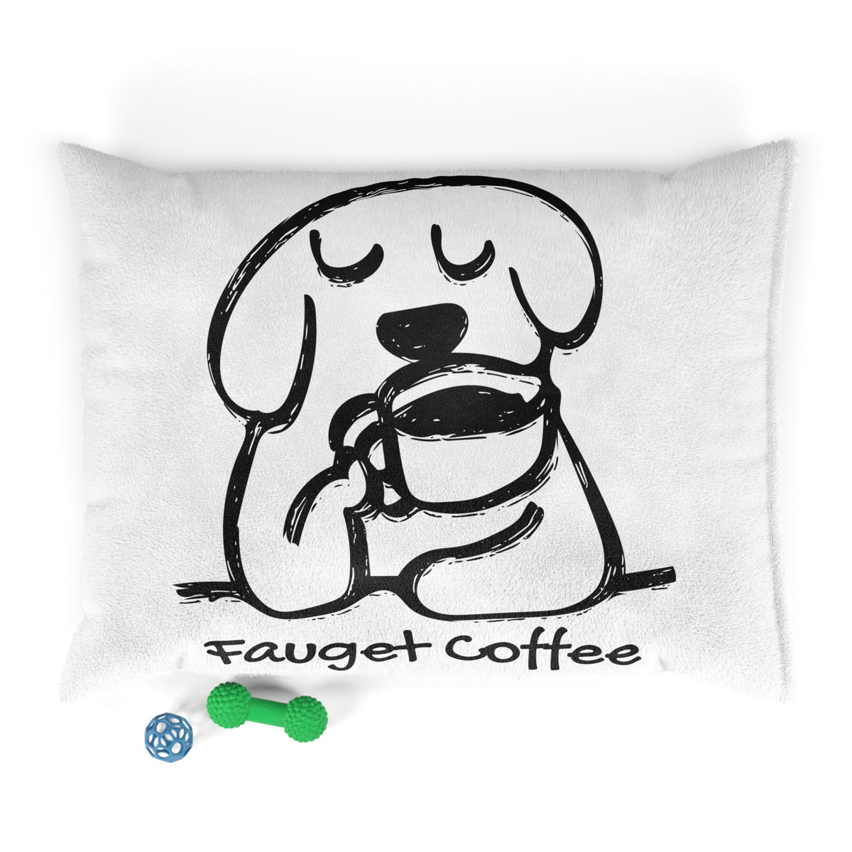 Cozy Dog Bed – Cute Coffee Illustration Plush Comfort